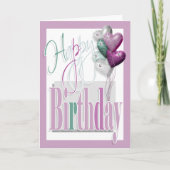 "ハッピーバースデー"のおもしろいのダイヤモンドはピンクを風船のようにふくらませます カード (正面)