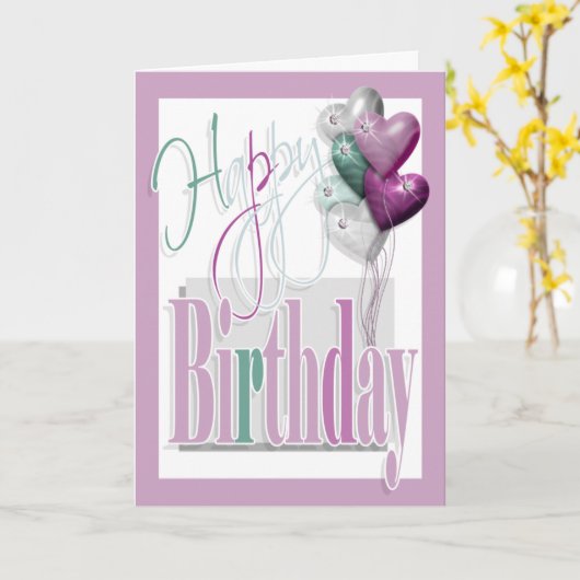 "ハッピーバースデー"のおもしろいのダイヤモンドはピンクを風船のようにふくらませます カード (黄色い花)