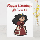 "ハッピーバースデー"のかわいらしプリンセス カード (黄色い花)