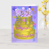 "ハッピーバースデー"のケーキ(フランス語) カード (黄色い花)