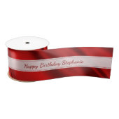 "ハッピーバースデー"のフェイクで赤いサテンを個人化して下さい サテンリボン (リール)