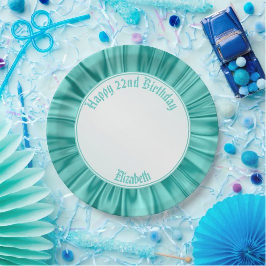 "ハッピーバースデー"のフェイクな水のサテンを個人化して下さい ペーパープレート (パーティー)