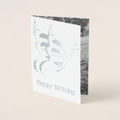ハッピーバースデー- はっきりした one silver butterfly 箔カード (正面)