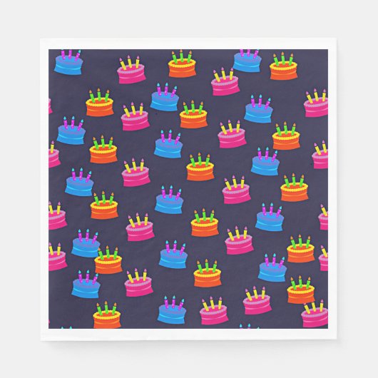ハッピーバースデー、ろうそく付きのケーキ、 スタンダードランチョンナプキン (正面)