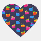 ハッピーバースデー、ろうそく付きのケーキ、 ハートシール (正面)