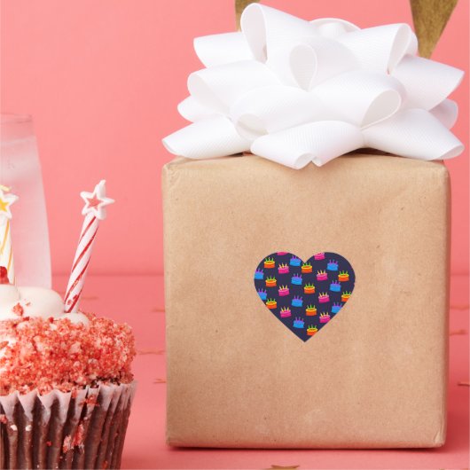 ハッピーバースデー、ろうそく付きのケーキ、 ハートシール (パーティー)