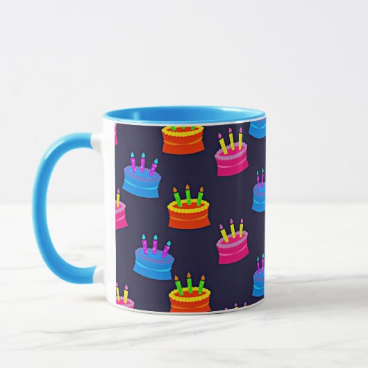ハッピーバースデー、ろうそく付きのケーキ、 マグカップ (左)