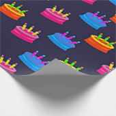 ハッピーバースデー、ろうそく付きのケーキ、 ラッピングペーパー (角)