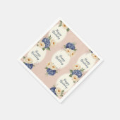 ハッピーバースデー、アジサイと牡丹 スタンダードカクテルナプキン (角)