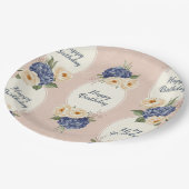 ハッピーバースデー、アジサイと牡丹 ペーパープレート (アングル)