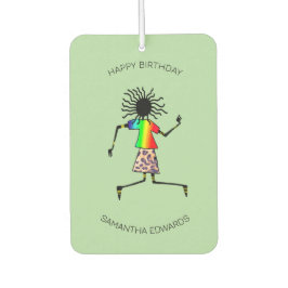ハッピーバースデー・アフリカアートかわいいハッピーダンサー カーエアーフレッシュナー
