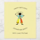 ハッピーバースデー、アフリカアートマスタードラマー ワインラベル (シングルラベル)