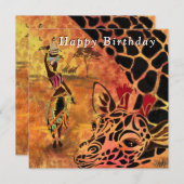 ハッピーバースデー – アフリカンガールとキリンの友人 (正面/裏面)