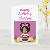 ハッピーバースデー |アフリカ系アメリカ人の子供 カード (黄色い花)