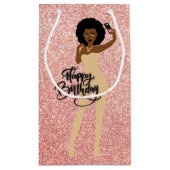 ハッピーバースデー!アフリカ系アメリカ人バラ金ゴールドギフトバ スモールペーパーバッグ (裏面)