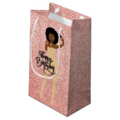 ハッピーバースデー!アフリカ系アメリカ人バラ金ゴールドギフトバ スモールペーパーバッグ (裏面アングル)