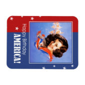 ハッピーバースデー、アメリカ。ヴィンテージのピンアップデザイン マグネット (横)