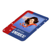 ハッピーバースデー、アメリカ。ヴィンテージのピンアップデザイン マグネット (左側)