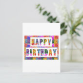 ハッピーバースデー:アーティスト作成フォントnカラー ポストカード (スタンド正面)