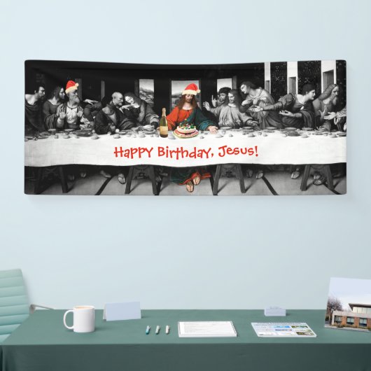 ハッピーバースデー、イエス・キリスト! おもしろいなクリスマス 横断幕 (トレードショー)