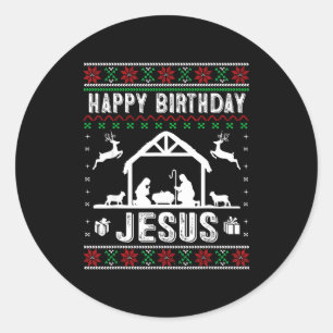 ハッピーバースデー イエス ホリデー アグリースウェター クリスマス ラウンドシール