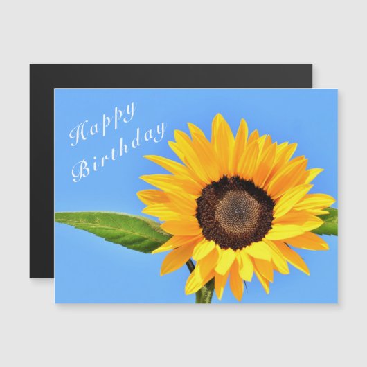 ハッピーバースデー – イエローサンフラワーオンブルースカイ (正面/裏面)