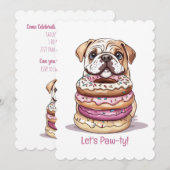 ハッピーバースデー イングリッシュブルドッグ 招待状 (正面/裏面)
