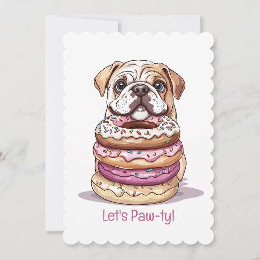 ハッピーバースデー イングリッシュブルドッグ 招待状 (正面)