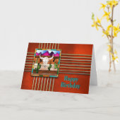 ハッピーバースデー-インディアンシリーズ – ブルスカル カード (黄色い花)