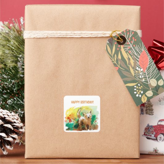 ハッピーバースデー!ウェストハイランドテリア！ スクエアシール (クリスマス)