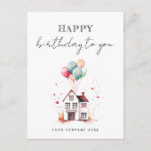 ハッピーバースデー ウォーターカラー ハウス リアルティ ポストカード (正面)