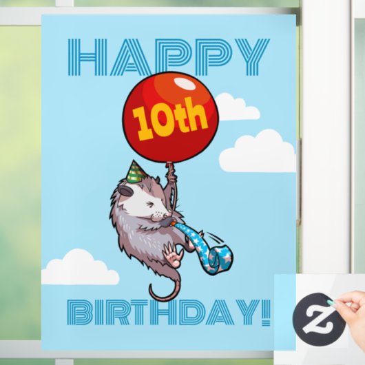 ハッピーバースデー!エイジオポッサムと赤のバルーンを追加する ウィンドウサイン (ホーム)