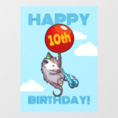 ハッピーバースデー!エイジオポッサムと赤のバルーンを追加する ウィンドウサイン (シート)