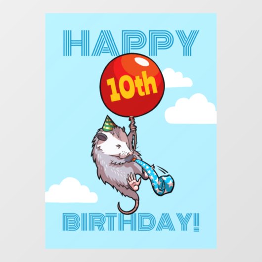 ハッピーバースデー!エイジオポッサムと赤のバルーンを追加する ウィンドウサイン (シート)