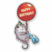 ハッピーバースデー!エイジオポッサムと赤のバルーンを追加する シール (正面)