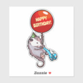 ハッピーバースデー!エイジオポッサムと赤のバルーンを追加する シール (シート)