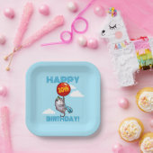 ハッピーバースデー!エイジオポッサムと赤のバルーンを追加する ペーパープレート (パーティー)