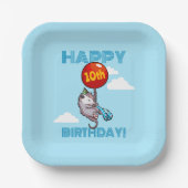 ハッピーバースデー!エイジオポッサムと赤のバルーンを追加する ペーパープレート (正面)