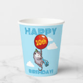 ハッピーバースデー!エイジオポッサムと赤のバルーンを追加する 紙コップ (正面)