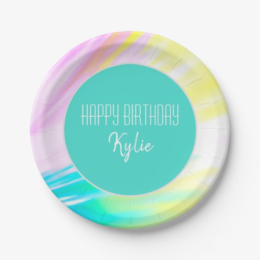 "ハッピーバースデー"エレガントカラー紙プレート ペーパープレート (正面)