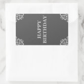 ハッピーバースデー（エレガントグレイ） 長方形シール (バッグ)