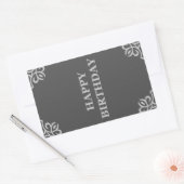 ハッピーバースデー（エレガントグレイ） 長方形シール (封筒)