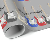 ハッピーバースデー、エレキギター ラッピングペーパー (ロールコーナー)