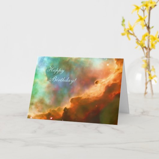 ハッピーバースデー – オメガ星雲の拡大領域 カード (黄色い花)
