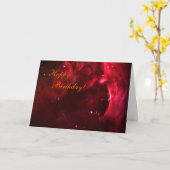 ハッピーバースデー-オリオンの星雲の彫刻が施された地域 カード (黄色い花)