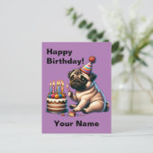 ハッピーバースデー　オーダーメイドのプーちゃんグリーティング ポストカード (スタンド正面)