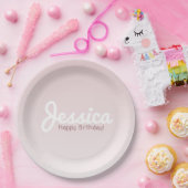 ハッピーバースデー、カスタマイズ可能な名前 | バラグラデーション ペーパープレート (パーティー)