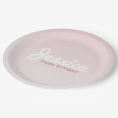 ハッピーバースデー、カスタマイズ可能な名前 | バラグラデーション ペーパープレート (アングル)