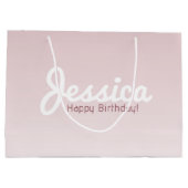 ハッピーバースデー、カスタマイズ可能な名前 | バラグラデーション ラージペーパーバッグ (裏面)