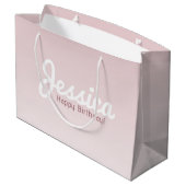 ハッピーバースデー、カスタマイズ可能な名前 | バラグラデーション ラージペーパーバッグ (裏面アングル)